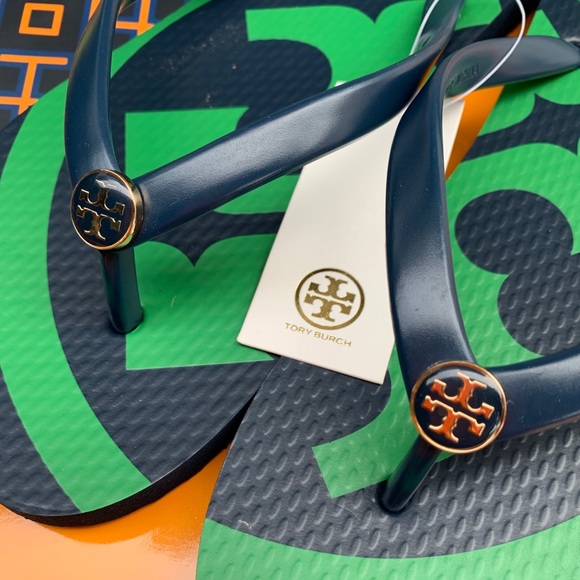 NWT Tory Burch Emory Flip Flop Flat Logo Sandals - Picture 9 of 12